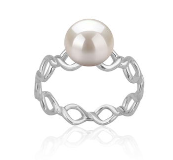 7-8mm AAAA Quality Perla de Agua Dulce Anillo in Ola Blanco